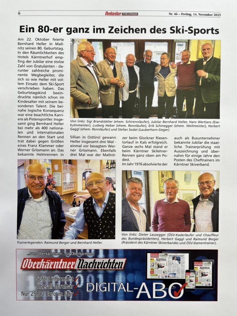 Geburtstagsbericht in den Oberkärntner Nachrichten